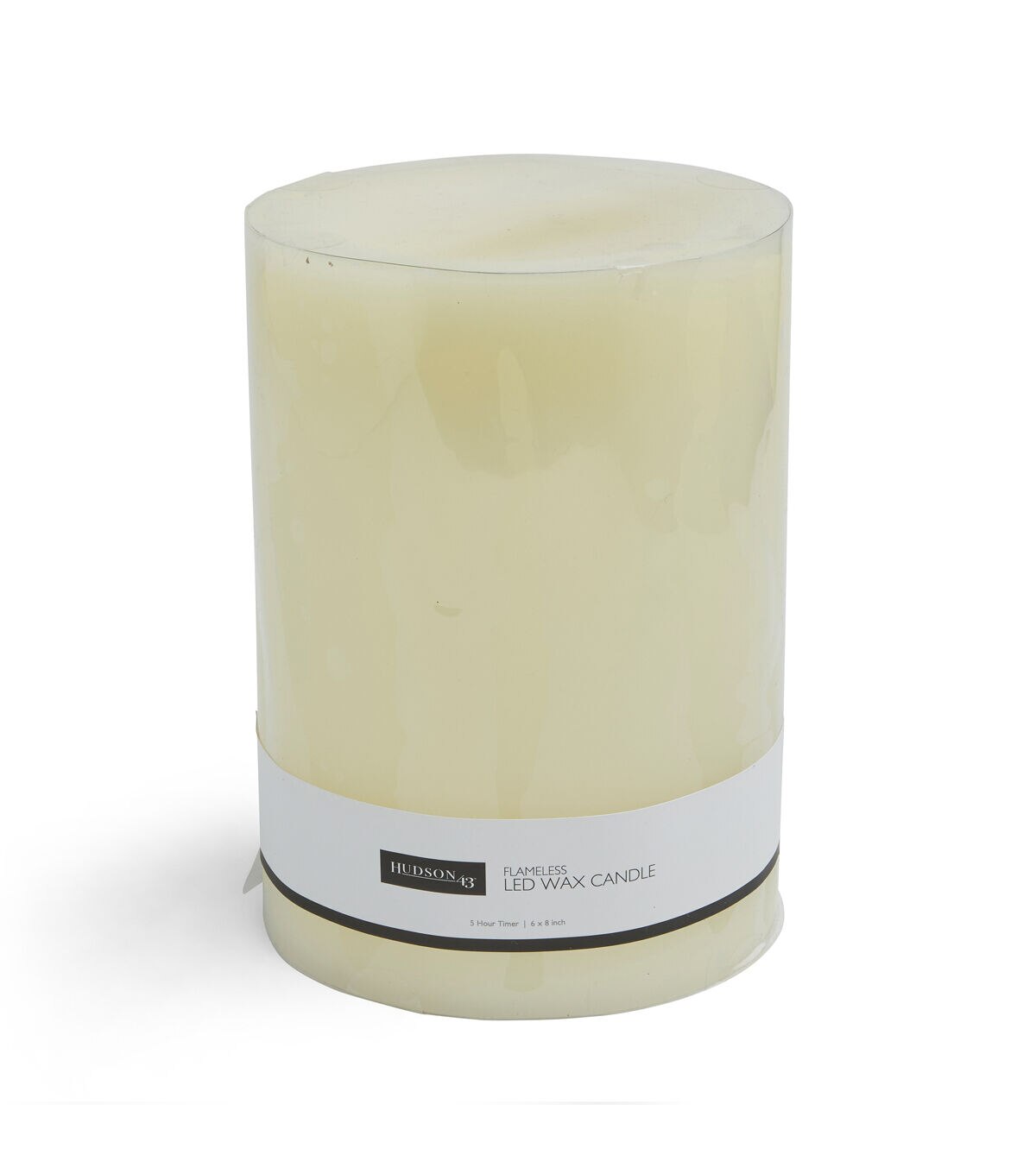 6 x 8 LED Cream Smooth Wax Pillar Candle by Hudson 43