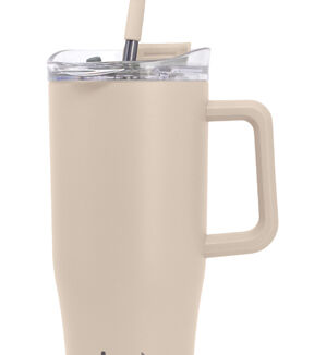 30oz Beige Tumbler With Straw