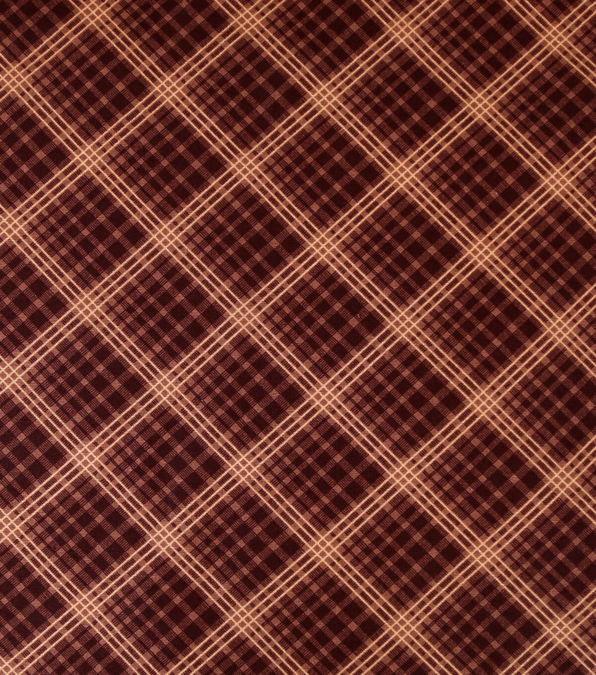 Bias Plaid Brown Cotton Fabric by Keepsake Calico