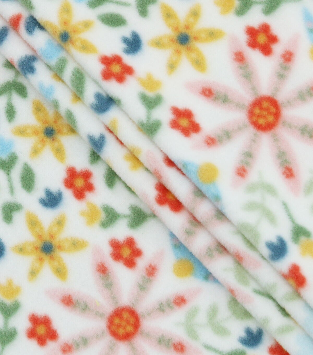 Cute Mirrored Floral on White Anti Pill Plush Fleece Fabric
