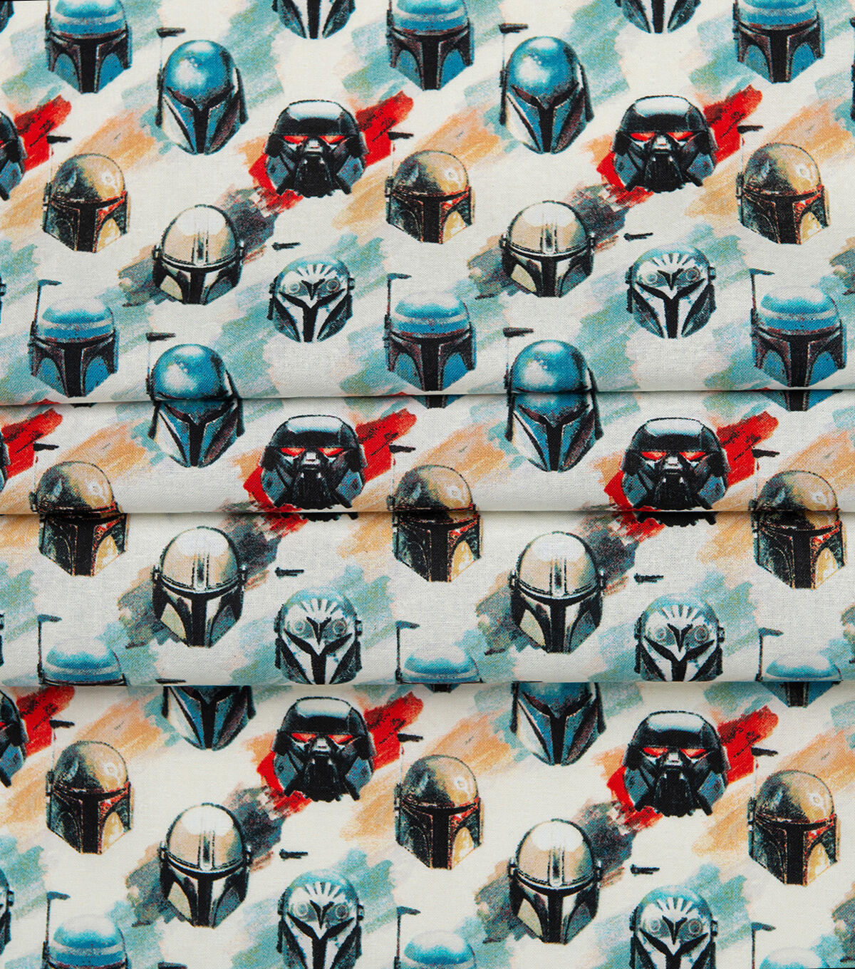Mandalorian Watercolor Helms Cotton Fabric