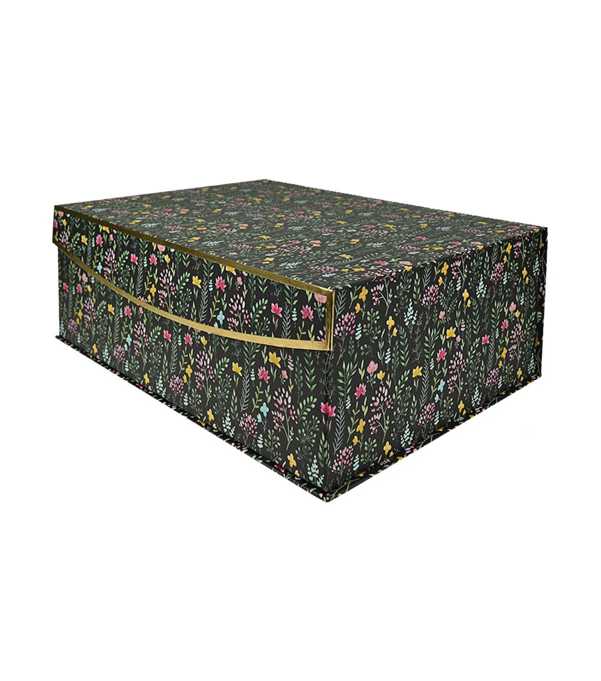 16 x 11 Ditzy Floral Black Flip Top Box by Place & Time