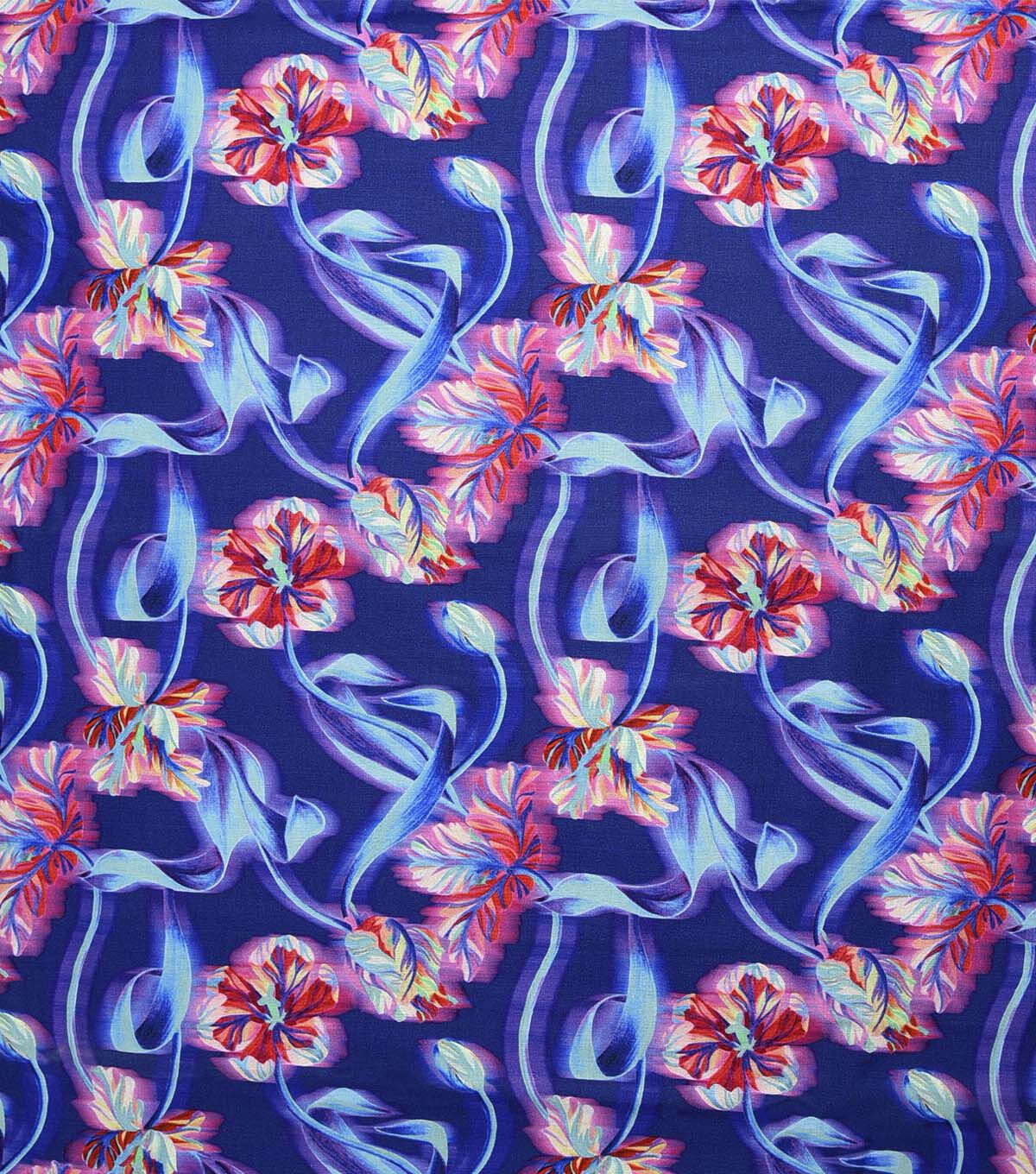 Blue & Red Floral Quilt Cotton Fabric by Keepsake Calico