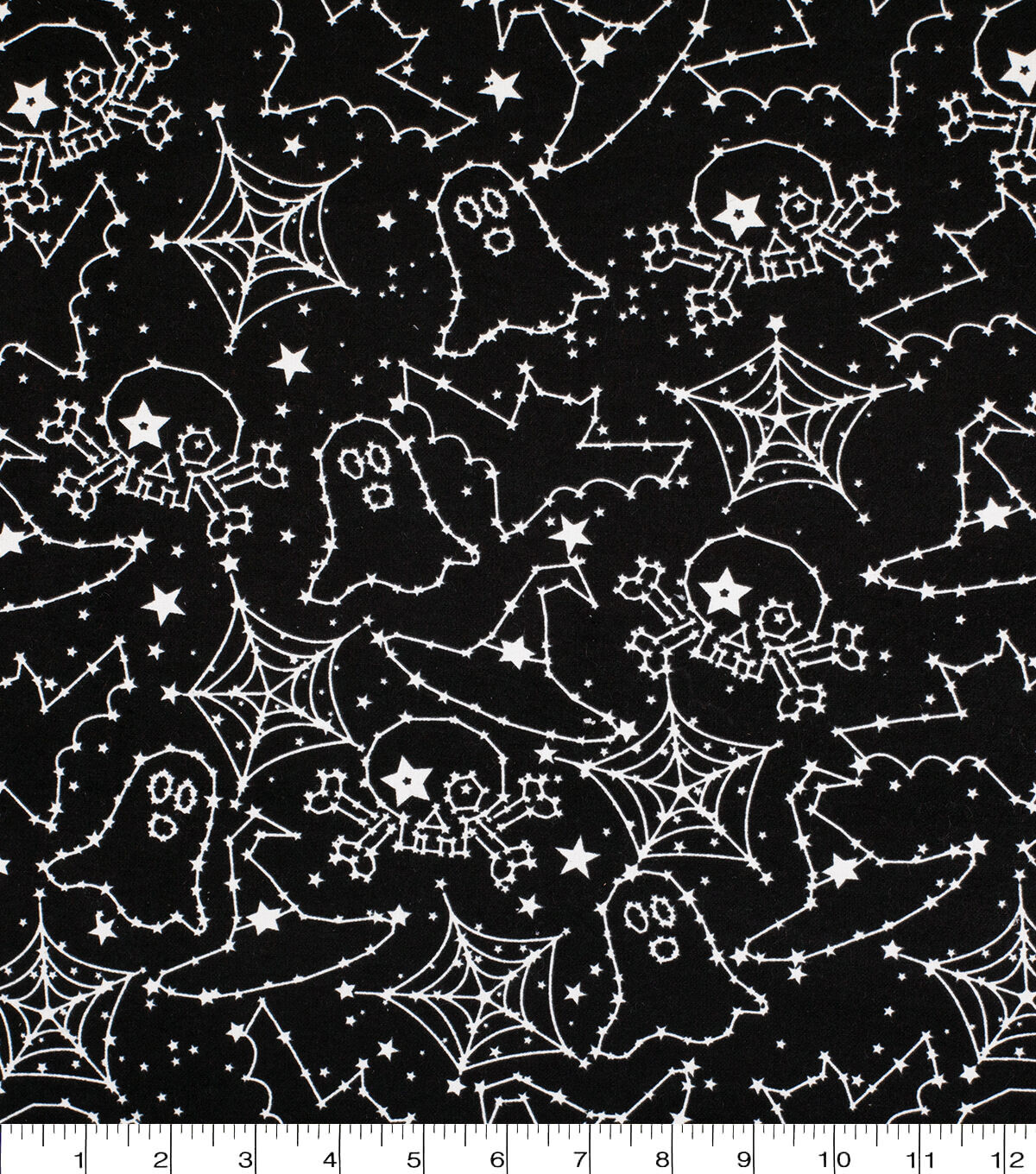 Glow in the Dark Spooky Celestial Flannel Fabric