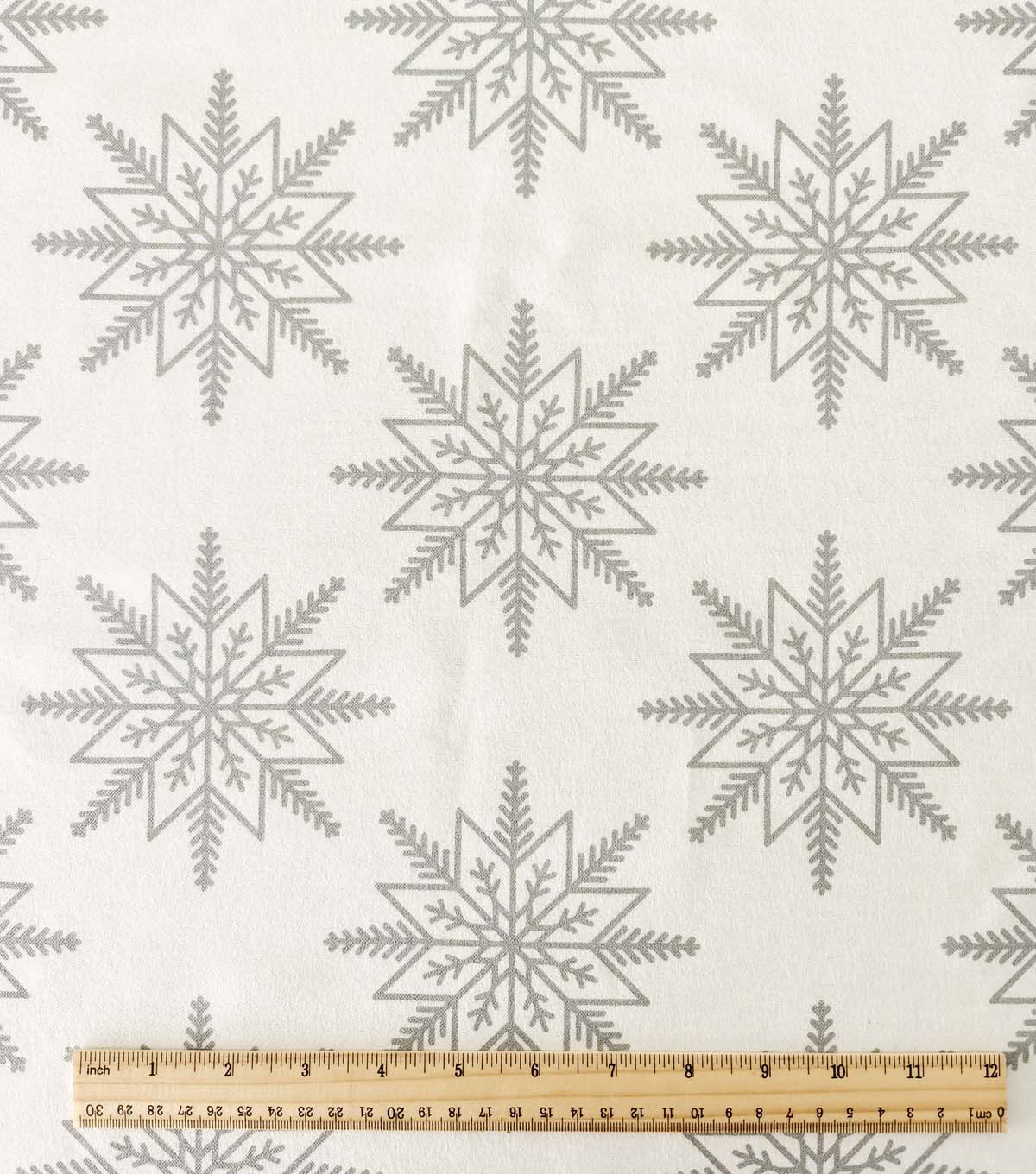 Silver Snowflakes Christmas Foil Flannel Fabric