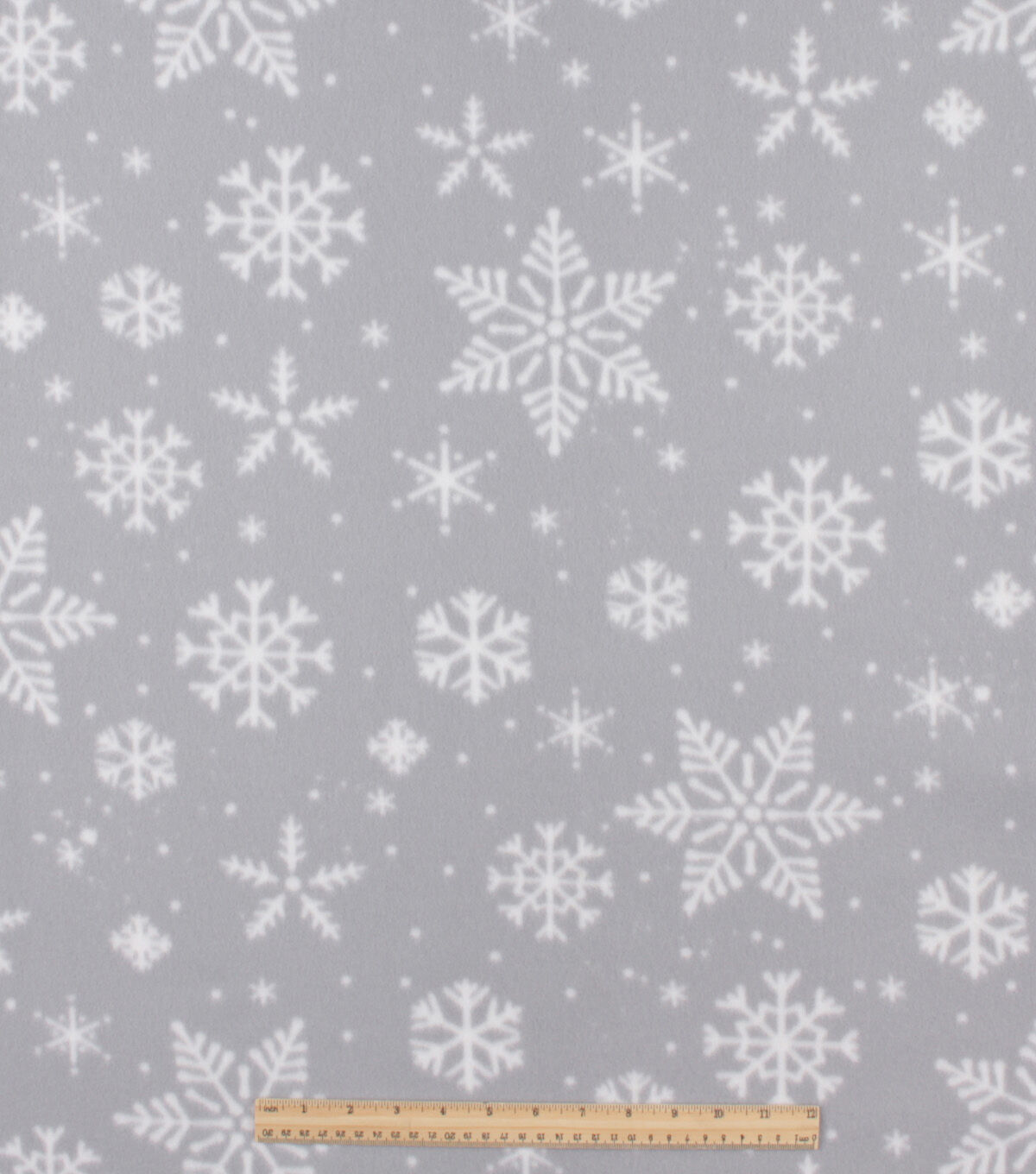 Gray Snowflake Blizzard Fleece Fabric