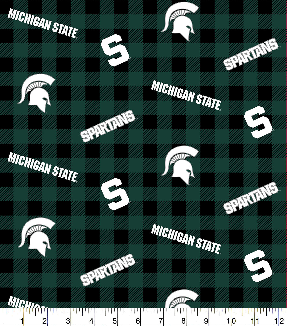Michigan State University Spartans Cotton Fabric Buffalo Check
