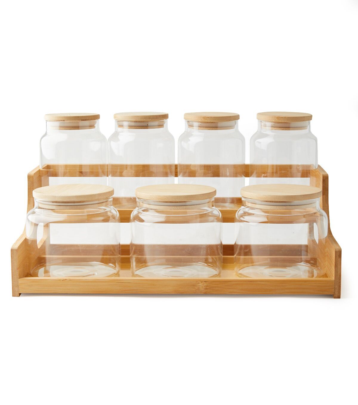 7ct Glass Jars & Wood Organization Shelf by Park Lane