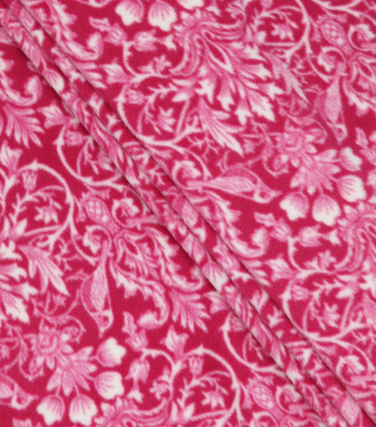 Dark Pink Floral Anti Pill Fleece Fabric