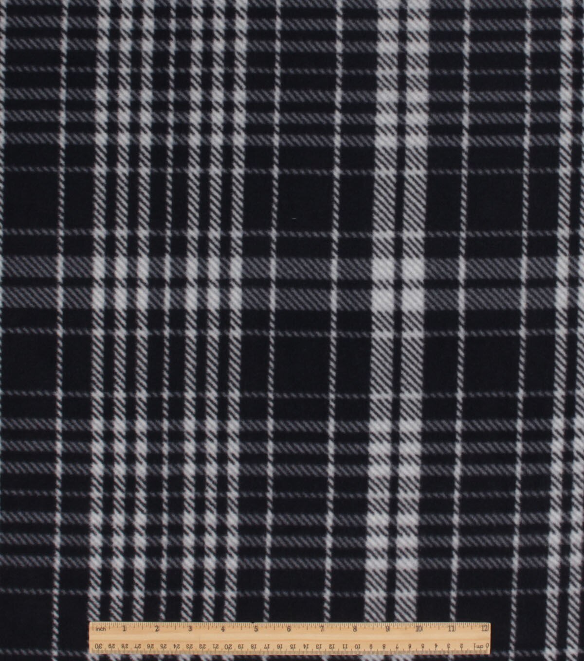 Black & White Plaid Anti Pill Plush Fleece Fabric
