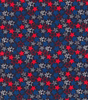 Fabric Traditions Stacked Stars Outline on Black Patriotic Cotton Fabric