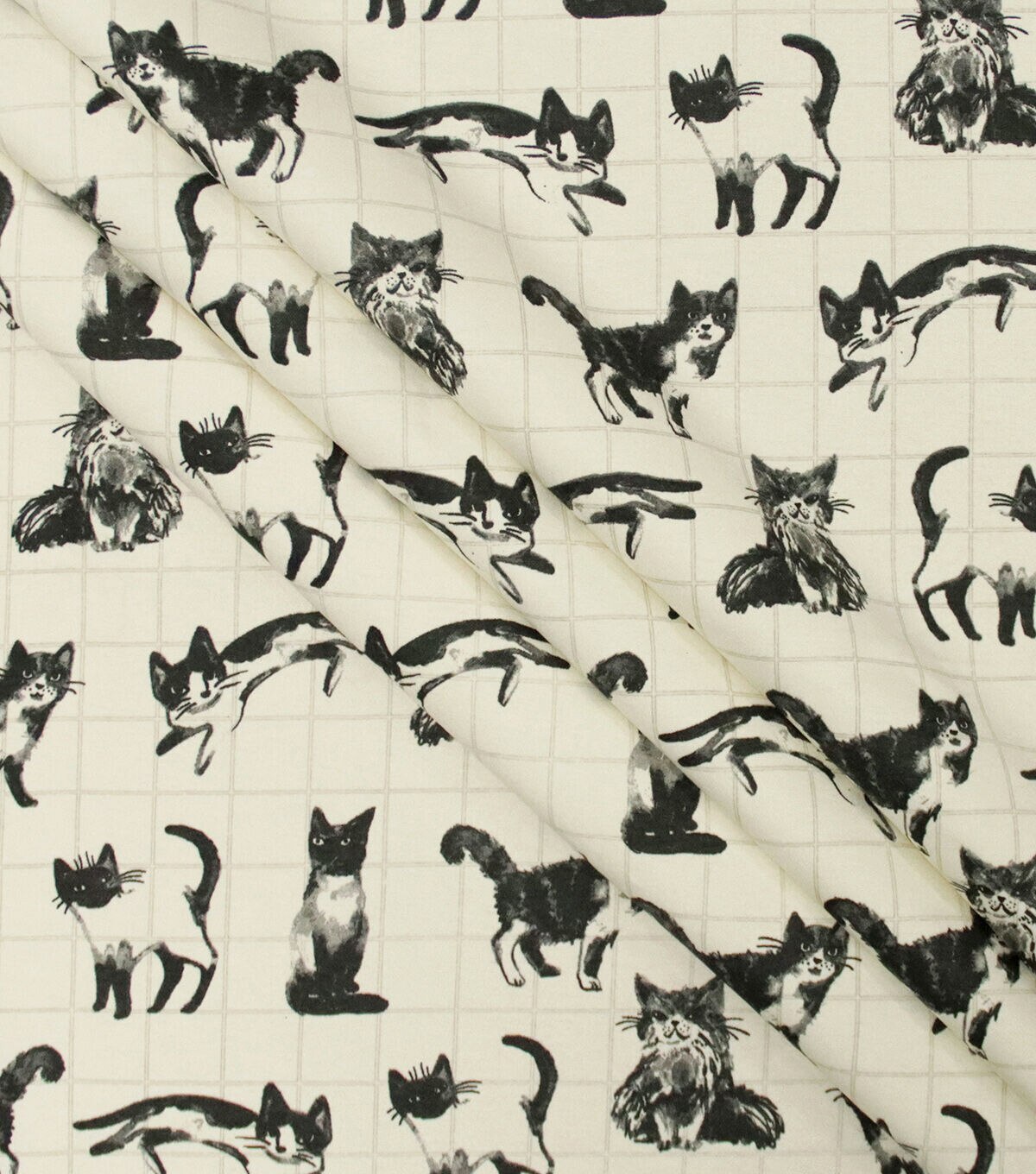 Cats on Grid Super Snuggle Flannel Fabric