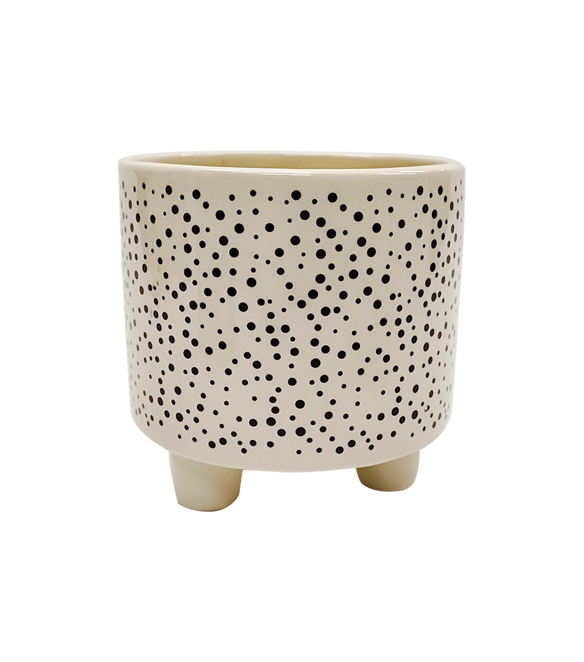 4 Ceramic Black Speckled White Footed Planter by Bloom Room