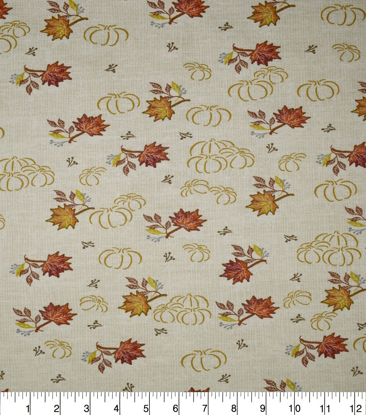 White Sketched Pumpkins Cotton Fabric