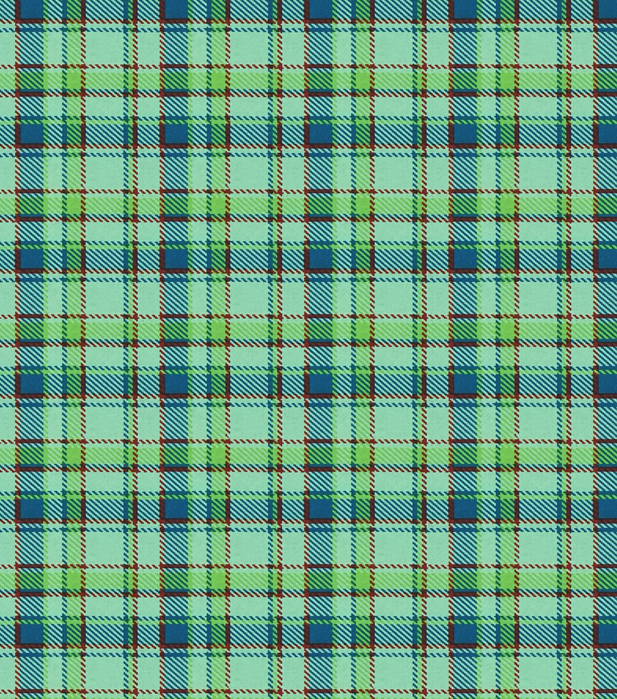 Mint Blue Red Plaid Super Snuggle Flannel Fabric