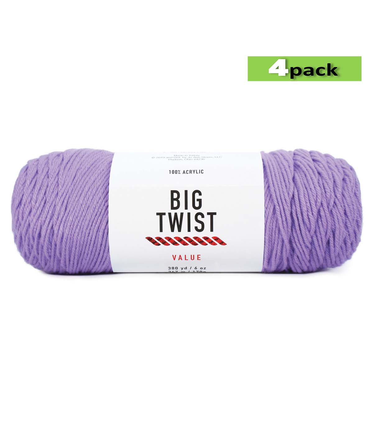 4pk Solid Lilac Medium Weight Acrylic 380yd Value Yarn by Big Twist