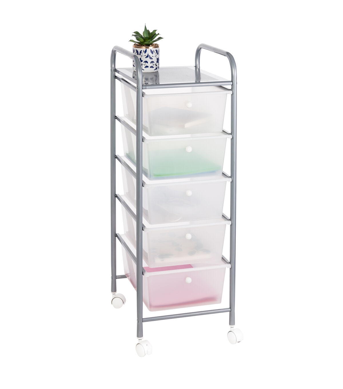 Honey Can Do 12.5 x 37 Clear & Silver Plastic 5 Drawer Storage Cart