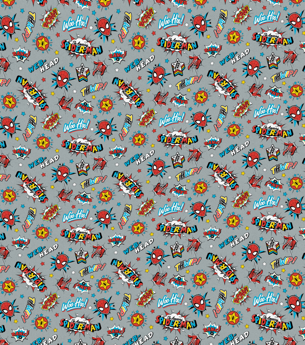 Spiderman Knit Cotton Fabric-Pow, Thwip, & Woohoo