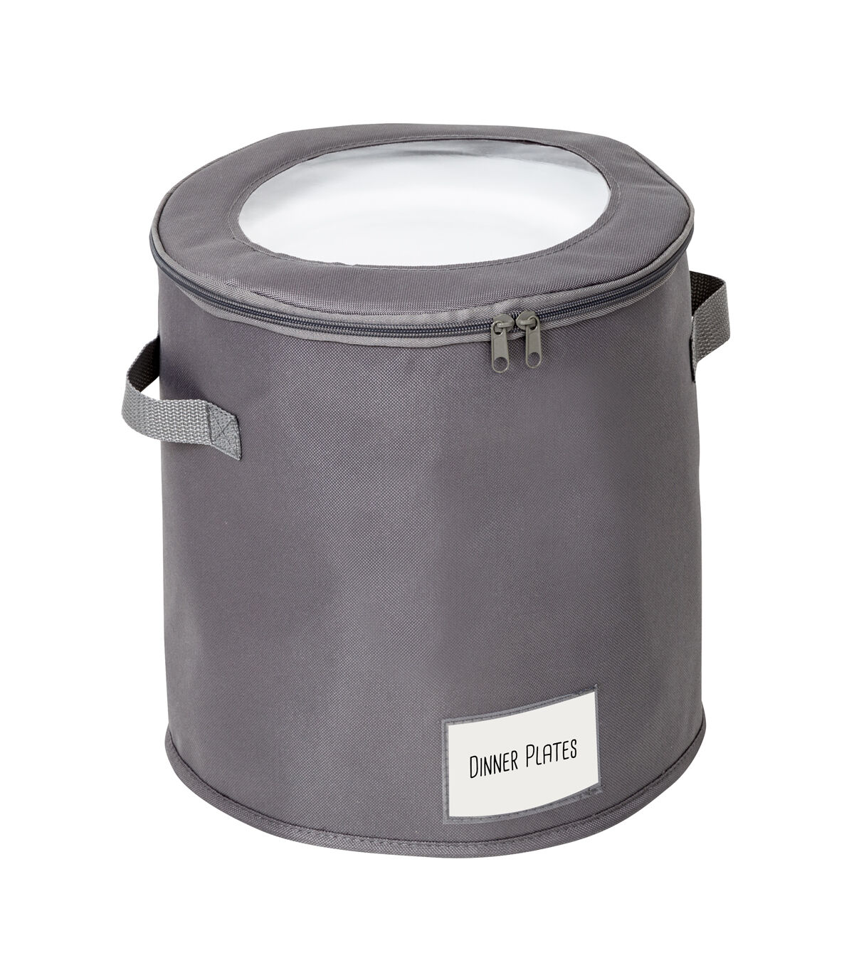 Honey Can Do 12 Gray Round Dinnerware Storage Box