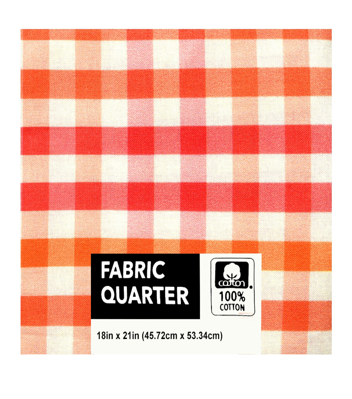 18 x 21 Coral Check Cotton Fabric Quarter 1pc by Keepsake Calico