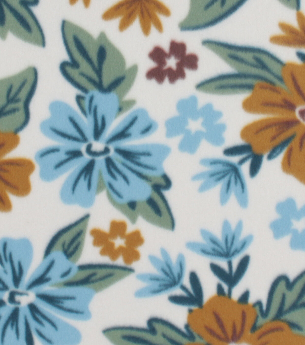 Blue Yellow Floral Blizzard Prints Fleece Fabric