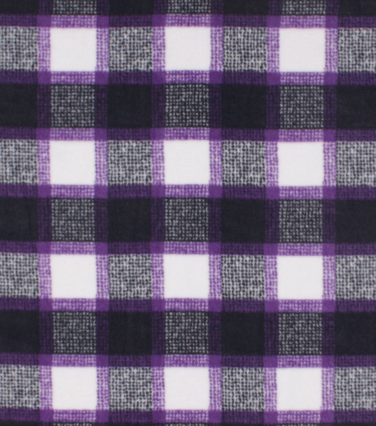 Purple & Black Textured Plaid Anti Pill Fleece Fabric