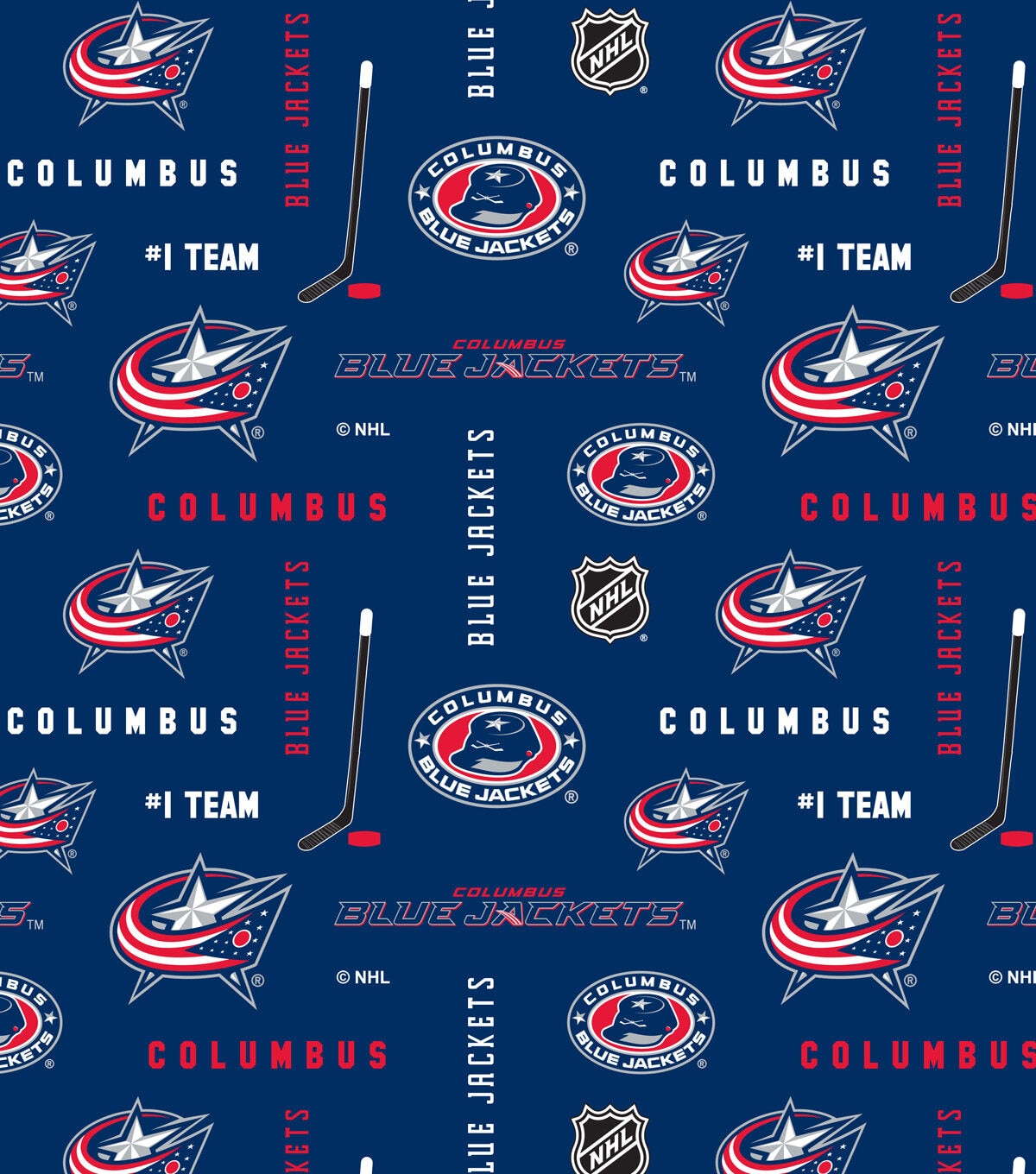 Columbus Blue Jackets Fleece Fabric Allover