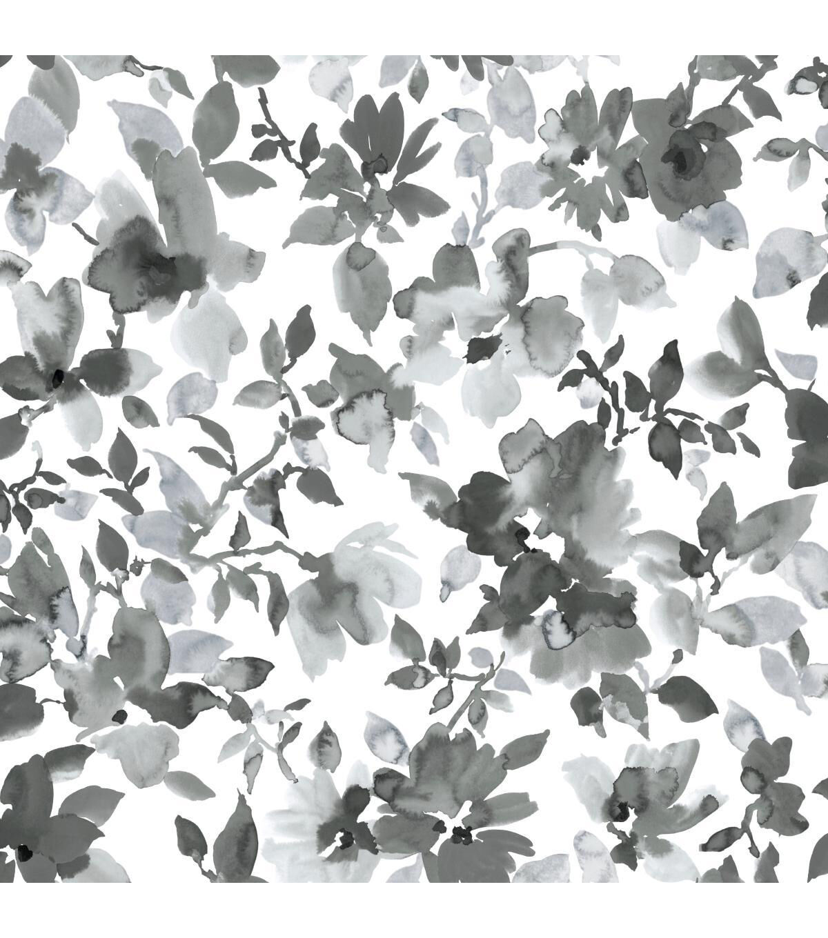 RoomMates Wallpaper Black Watercolor Floral