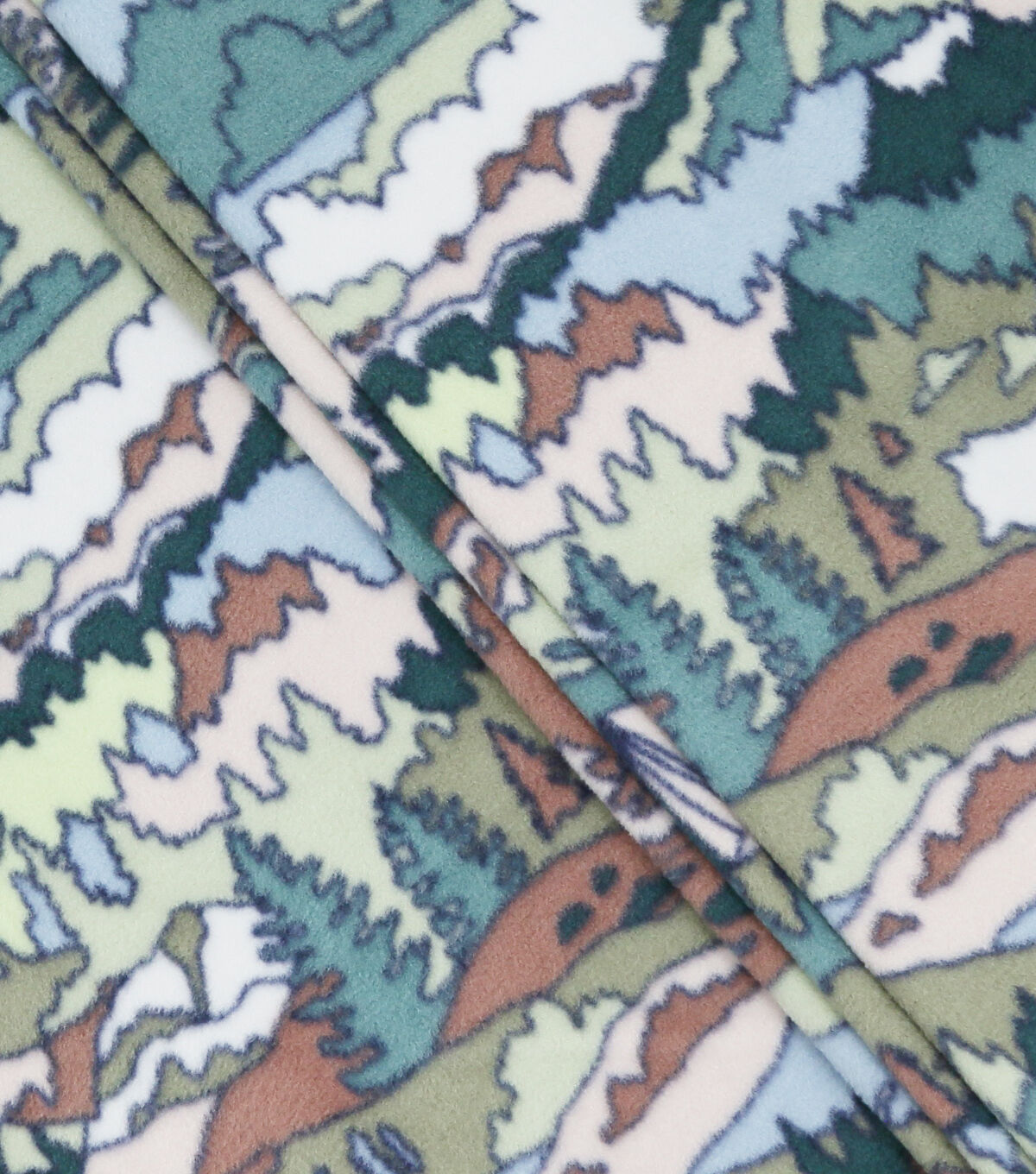 Sketched Landscape Anti Pill Fleece Fabric