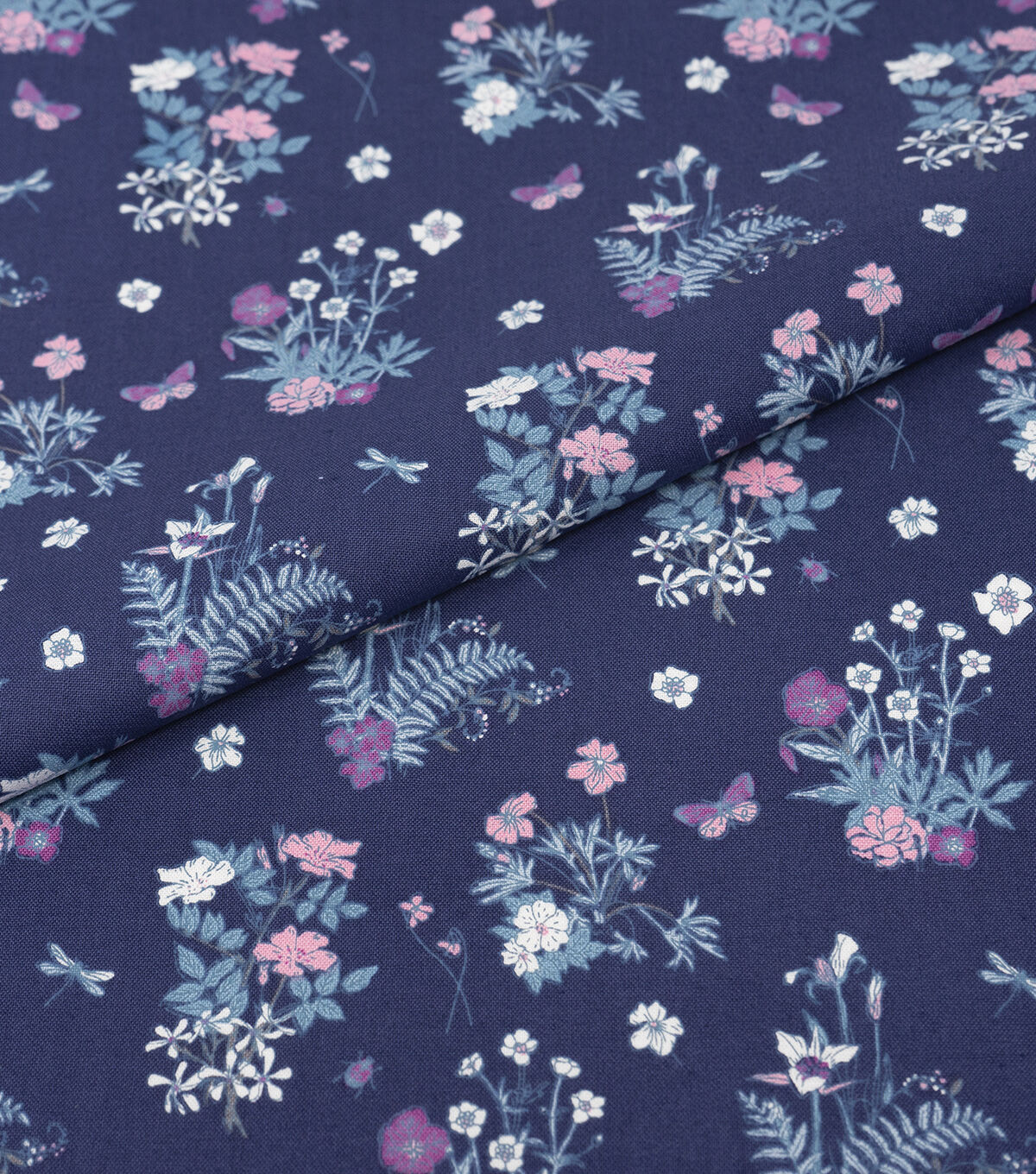 Floral Bouquets on Blue Cotton Fabric by Keepsake Calico