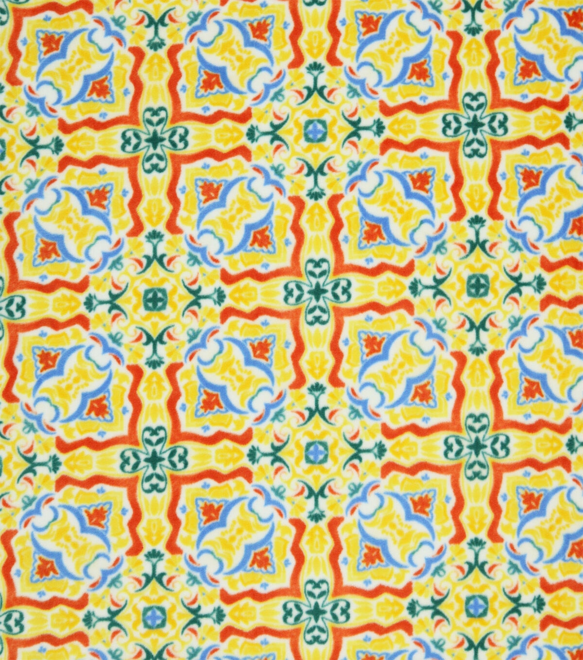 Yellow & Blue Watercolor Tile Luxe Fleece Fabric