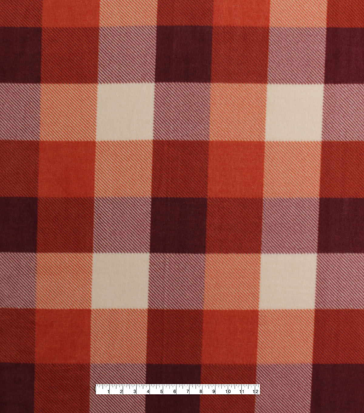 Rust Buffalo Plaid Anti Pill Fleece Fabric