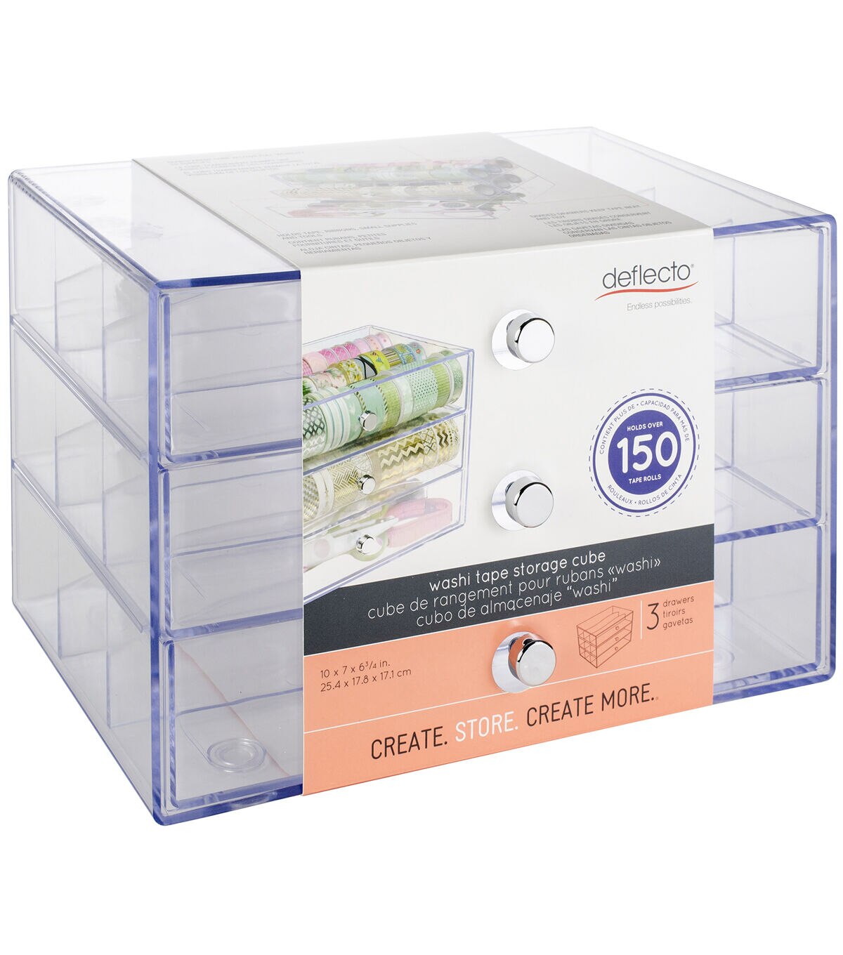 Deflecto 10 Clear Washi Tape Storage Cube