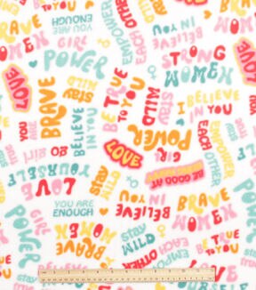 Women's Empowerment Words Anti Pill Fleece Fabric