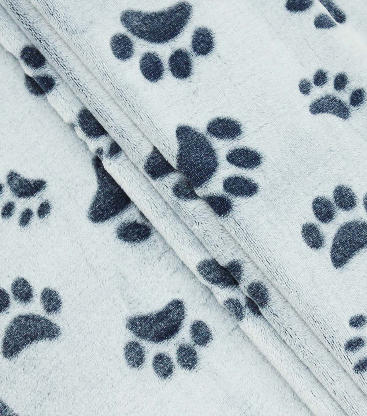 Blue Embossed Paw Prints Sew Lush Fleece Fabric