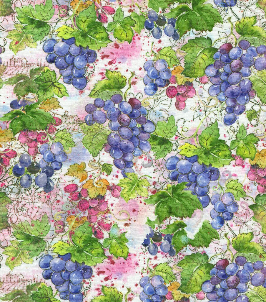 Robert Kaufman Grapevines on White Novelty Cotton Fabric