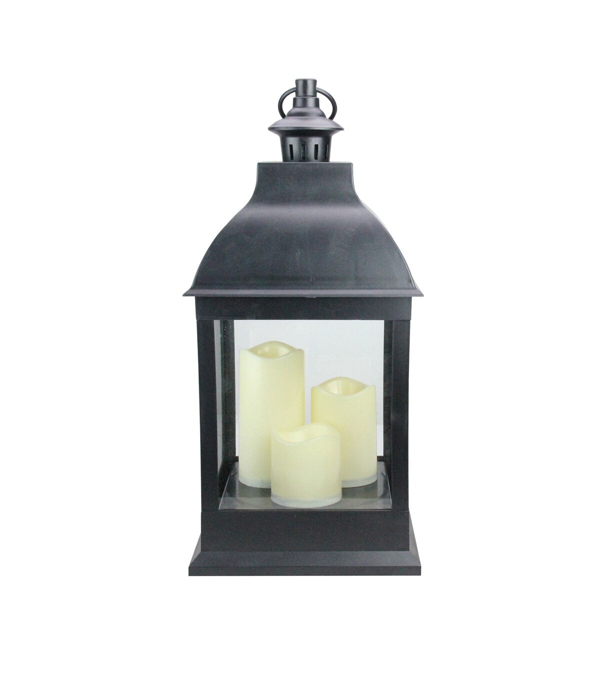 Northlight 20 Large Black Candle Lantern with 3 Flameless LED Candles