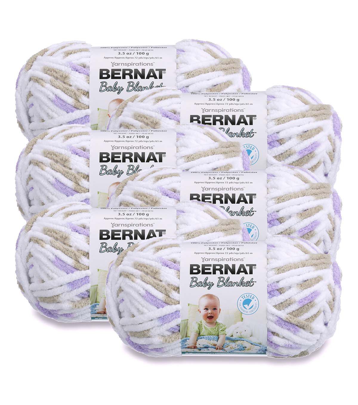Bernat Baby Blanket 72yds Super Bulky Polyester Yarn 6 Bundle
