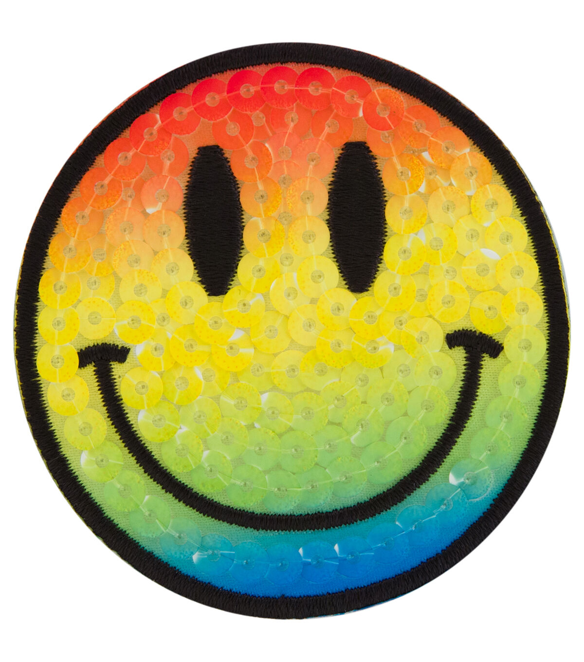 Simplicity 2.5 Rainbow Sequined Smiley Face Iron On Patch