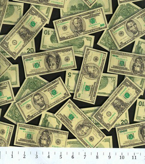 Robert Kaufman Tossed Money Novelty Cotton Fabric