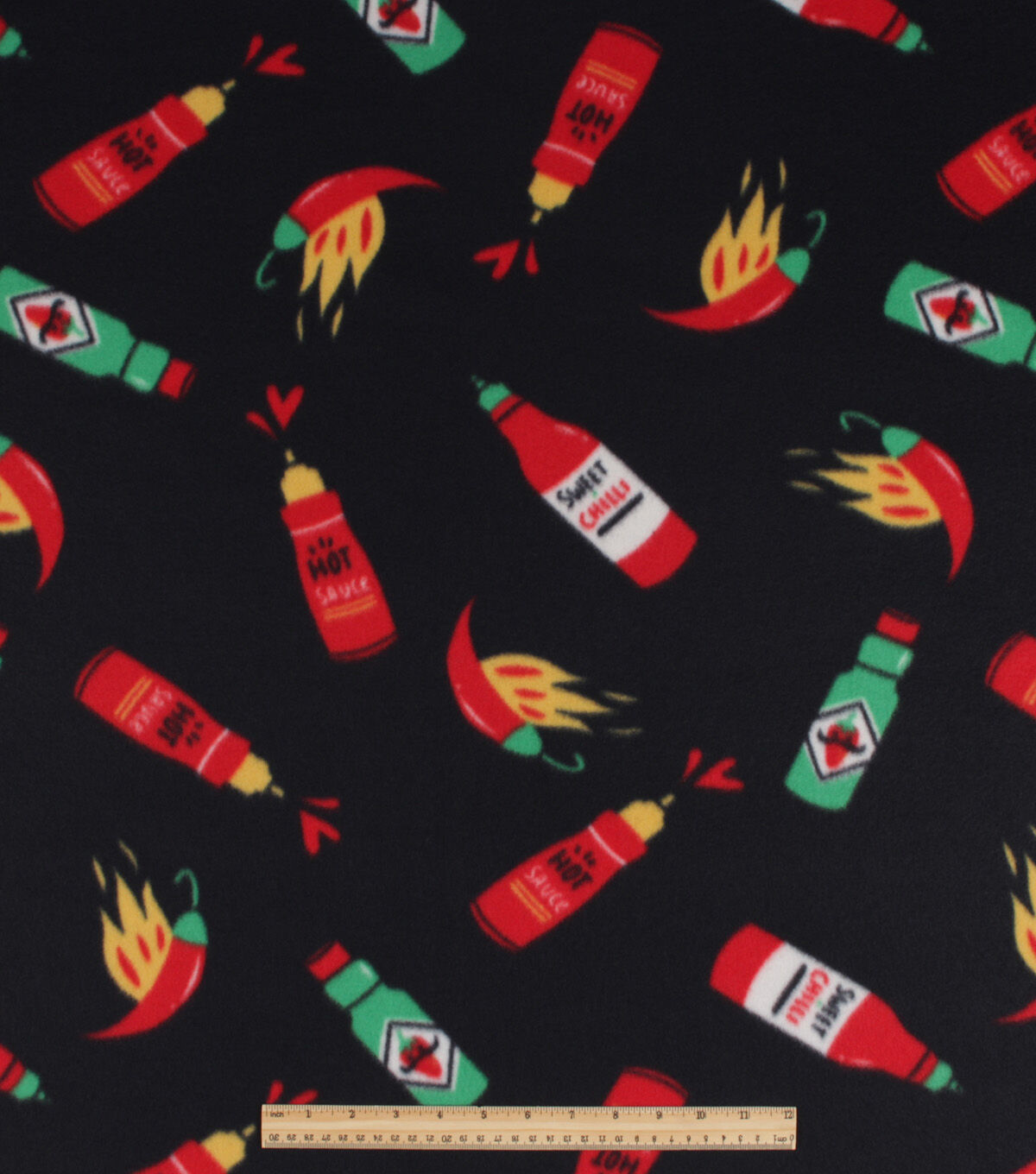 Hot Sauce Blizzard Prints Fleece Fabric