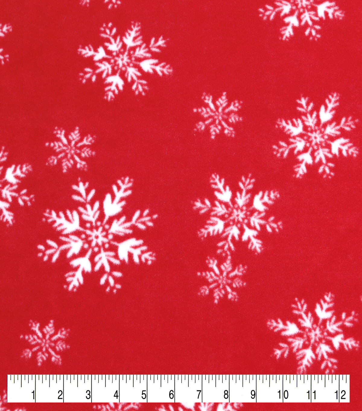 Snowflakes on Red Anti Pill Fleece Fabric