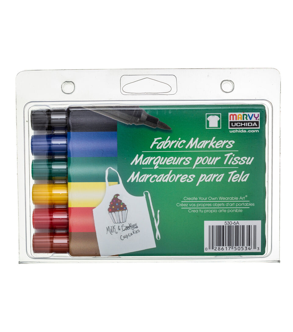 Marvy Uchida Fabric Marker Broad Tip 6 Pkg
