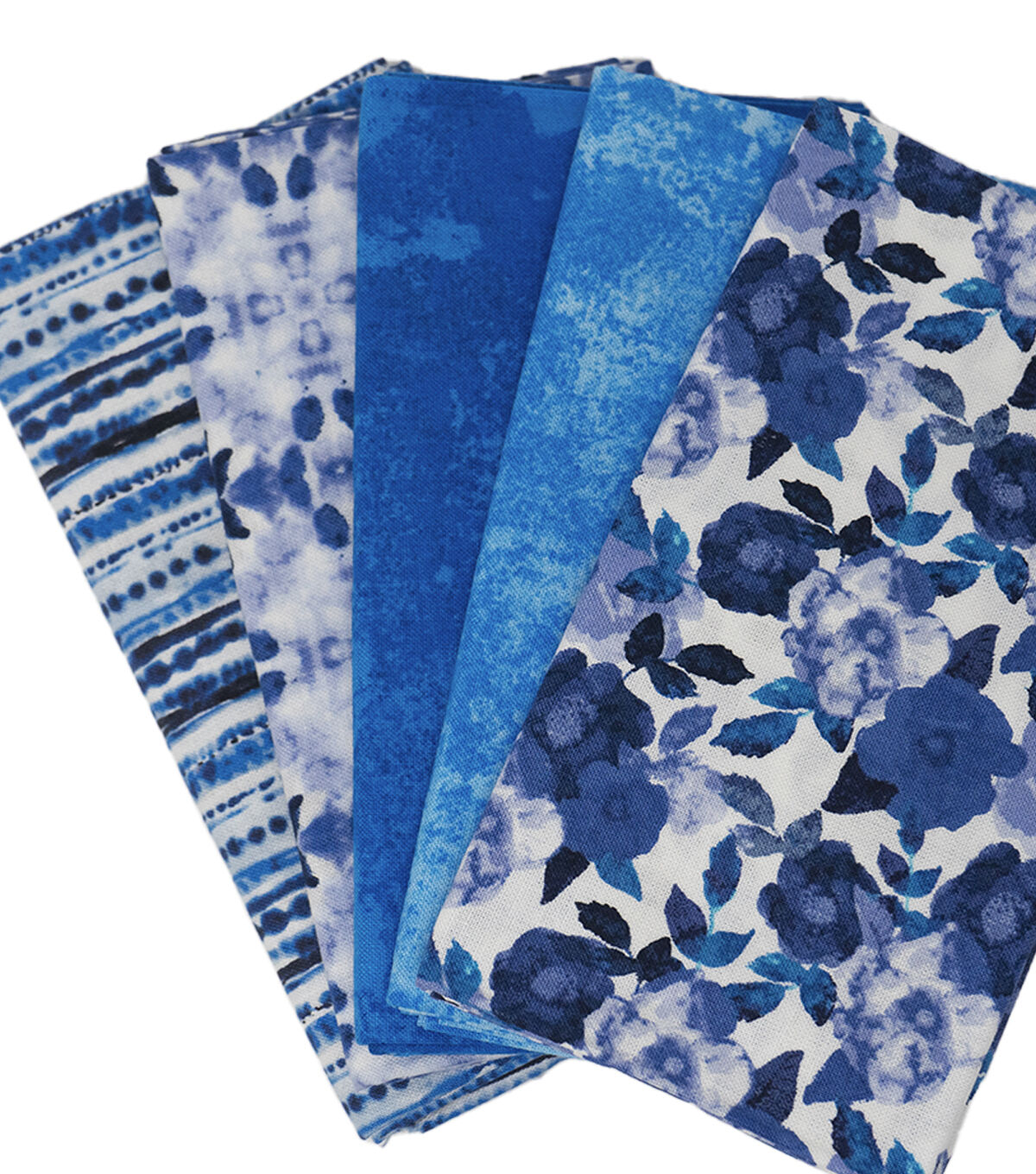 SINGER 18 x 21 Blue Floral Cotton Fabric Quarter Bundle 5pc