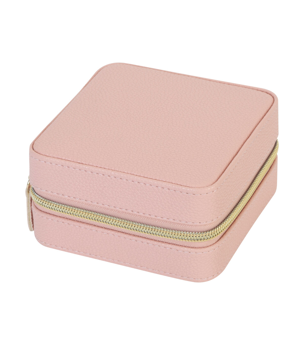 RubyCash 5 Blush Faux Leather Zippered Travel Jewelry Organizer Box