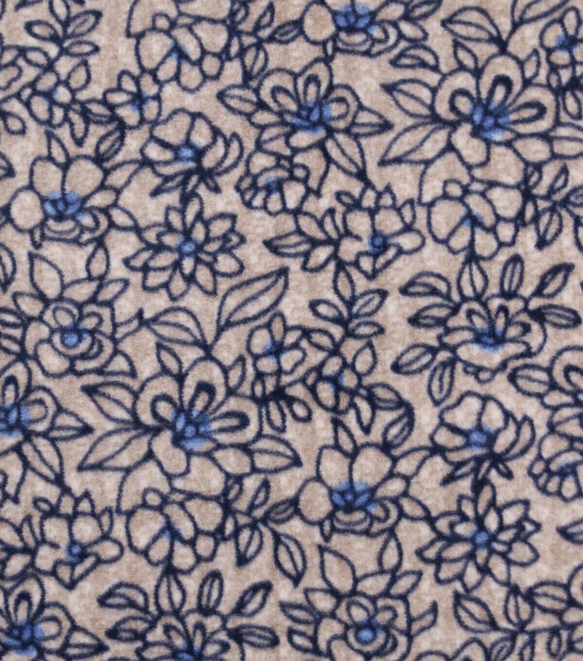 Blue Floral on Cream Luxe Fleece Fabric
