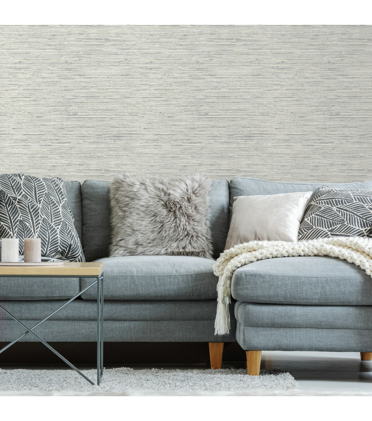 York Wallcoverings Wallpaper Grey Grasscloth
