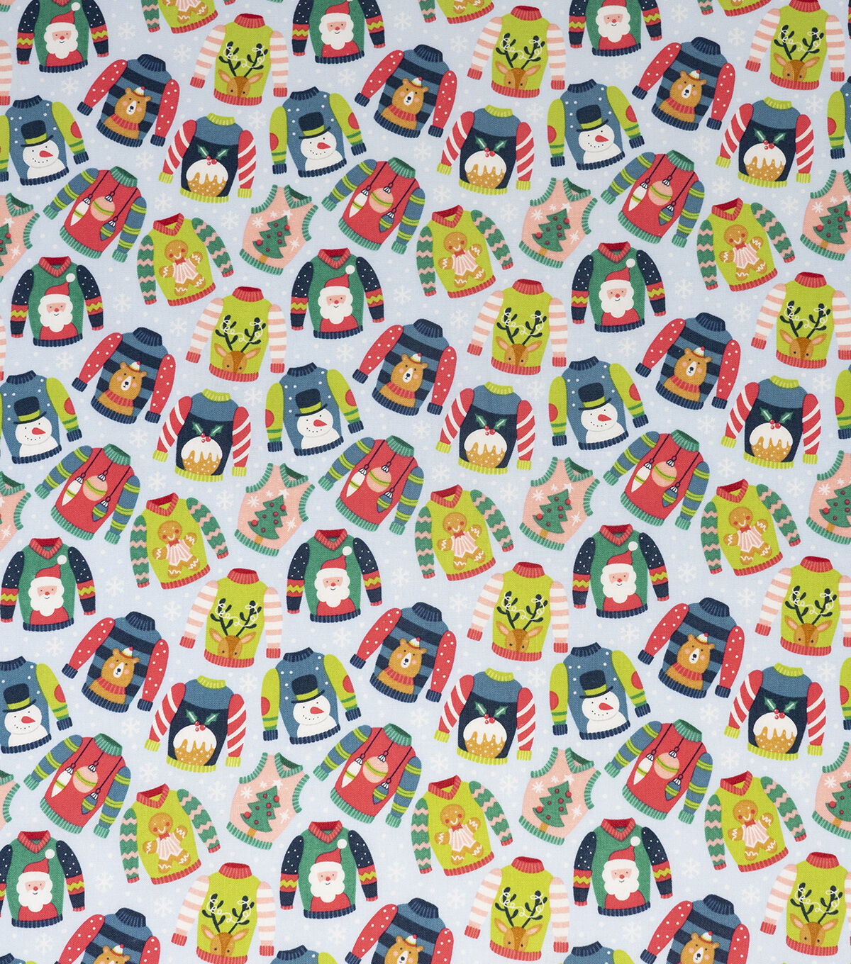 SINGER Sweaters on Blue Christmas Cotton Fabric