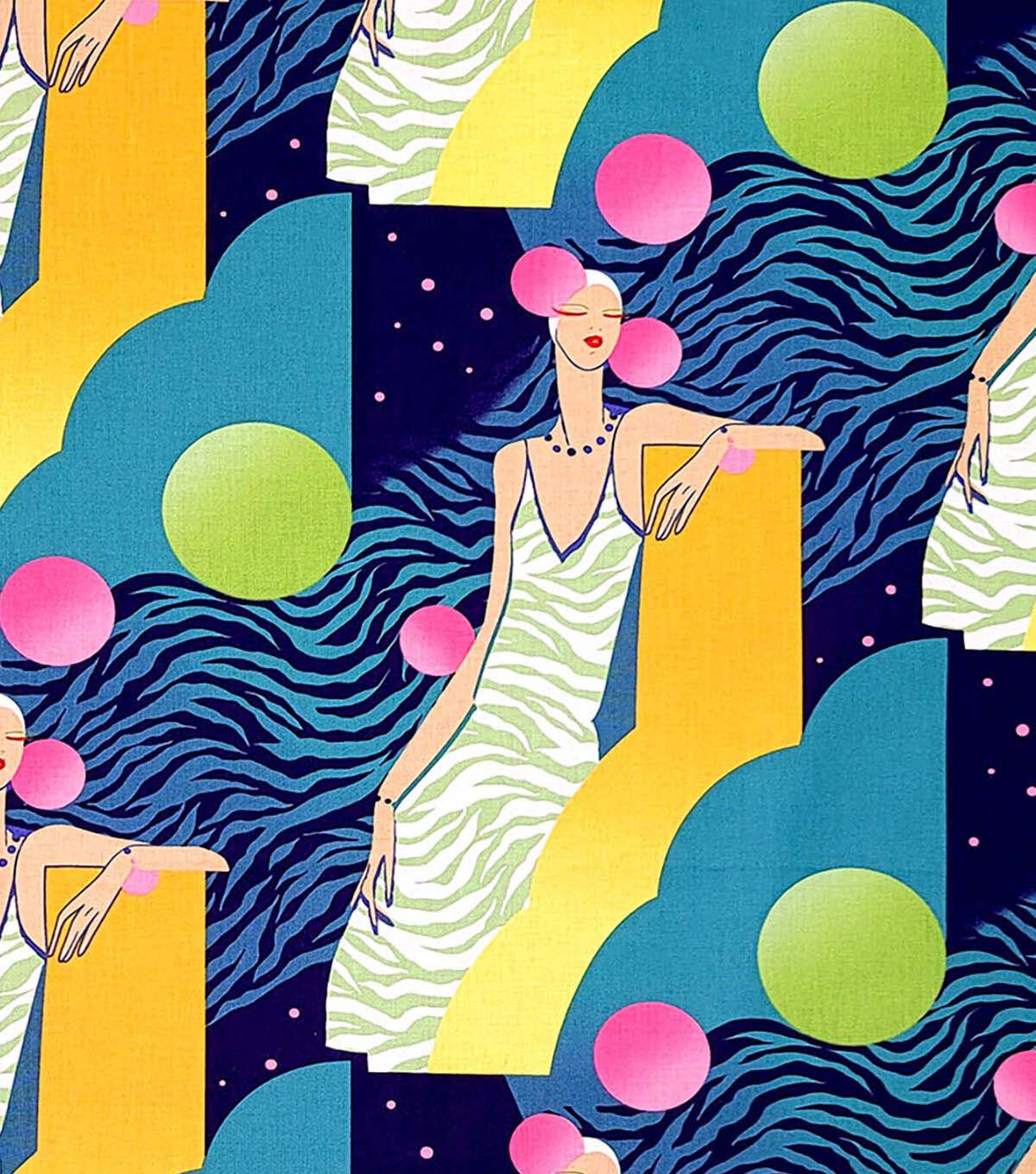 Alexander Henry Lola on Dark Blue Premium Cotton Fabric