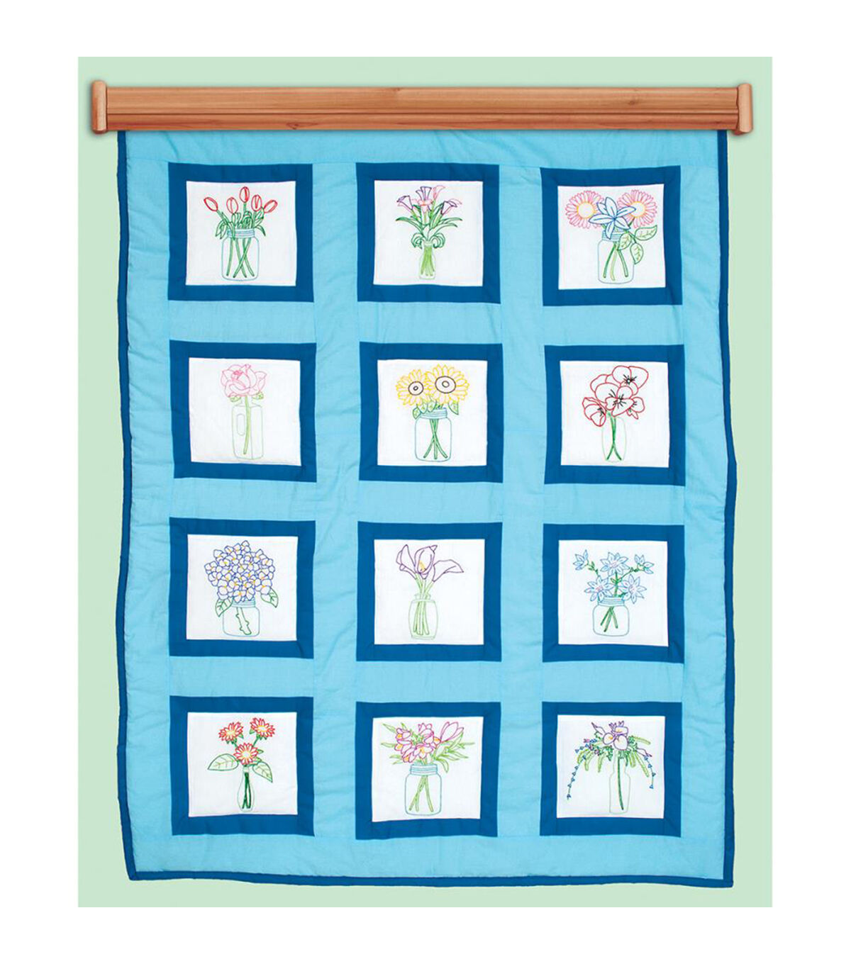 Jack Dempsey Needle Art 9 Antique Jars Themed Stamped Quilt Blocks 12ct